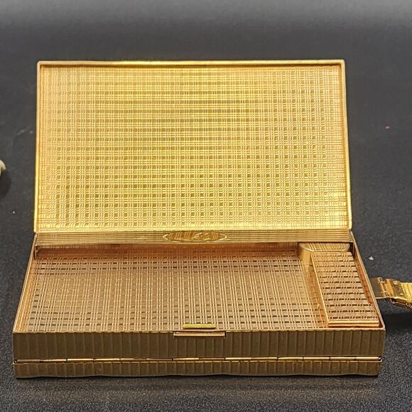 Evans Compact Wristlet Double Sided Gold Quilted Design Mesh Strap Vintage 1940s - Picture 8 of 11